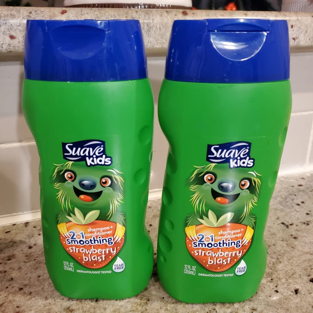 2 Suave Kids Strawberry Blast 2 in 1 Smoothing Shampoo and Conditioner 12 oz